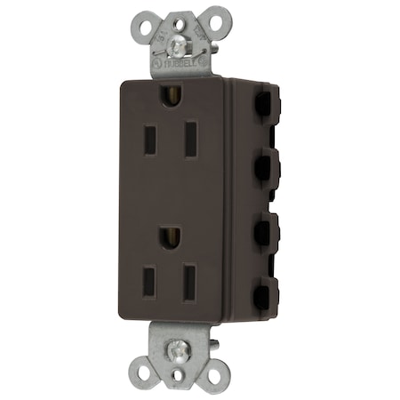Hubbell Wiring Device-Kellems Straight Blade Receptacle, 5-15R, 15 A, 125V AC, 2 Pole, 3 Wire, Flush Mount, Grounded SNAP2152A